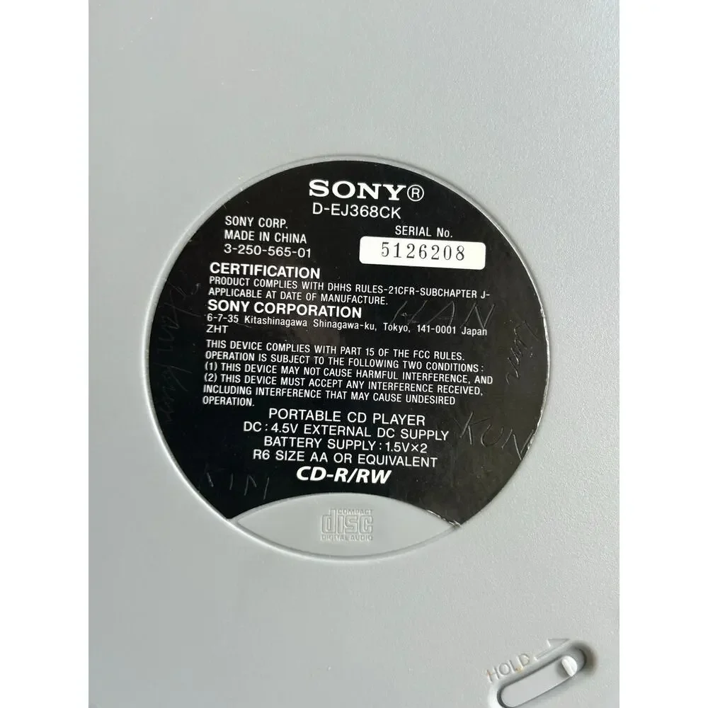 Sony Walkman D-EJ368CK portable CD player tested working